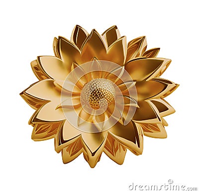 Radiant 3D Golden Flower Decoration - aI generated Stock Photo