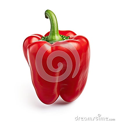 Radiant Delight: Sweet Red Pepper in White Isolation Stock Photo