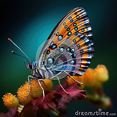 Radiant Flutter: Colorful Butterfly. Generative AI Stock Photo