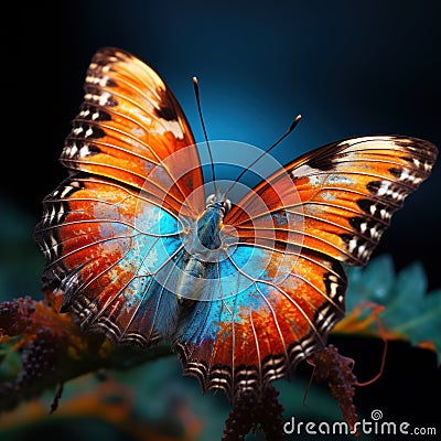 Radiant Flutter: Colorful Butterfly. Generative AI Stock Photo