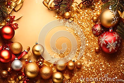 Blank bright background with christmas decorations frame Stock Photo