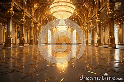 Radiant gold pattern on a lavish ballroom floor se Stock Photo