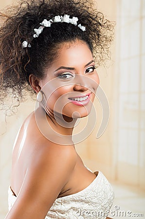 Radiant hispanic bride portrait Stock Photo