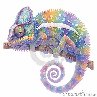 Radiant Rainbow Lizard - Perfect for Animal and Nature Illustrations Cartoon Illustration
