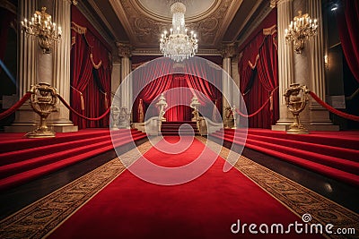 Radiant Red carpet stage. Generate Ai Stock Photo