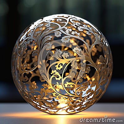 Radiant Reflections: A Luxurious Fusion of Glass, Gold, and Ligh Stock Photo