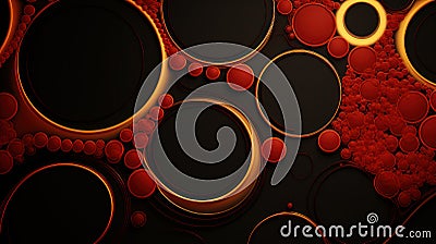 Radiant Reverie: Gold and Dark Red Abstract Concentric Circles Stock Photo