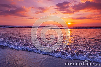 Radiant sea beach sunset Stock Photo