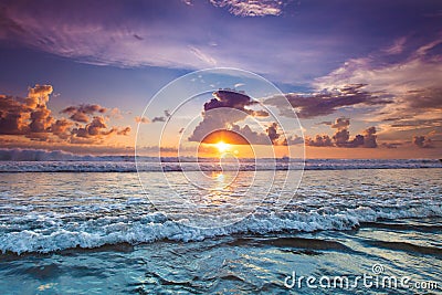 Radiant sea beach sunset Stock Photo