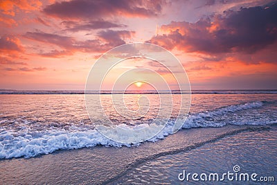 Radiant sea beach sunset Stock Photo