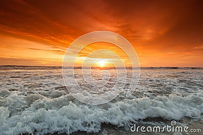 Radiant sea beach sunset Stock Photo