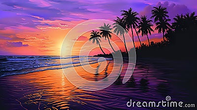 Radiant Serenity: Sunset Beachscape./n Stock Photo