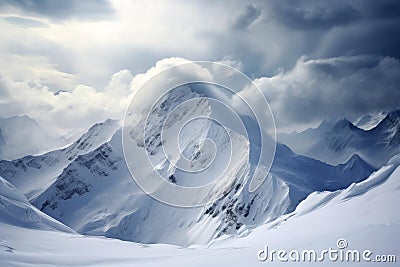 Radiant Snow mountain frozen rose sunrise. Generate Ai Stock Photo