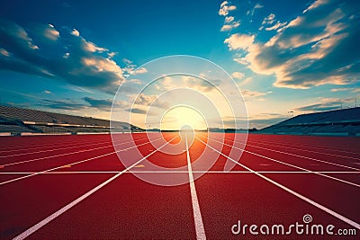 Radiant Stadium with Blue Horizon. Stock Photo