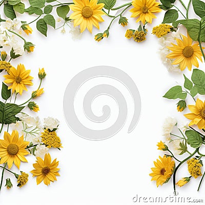 Radiant Sunflower Border Artistic Beauty Stock Photo