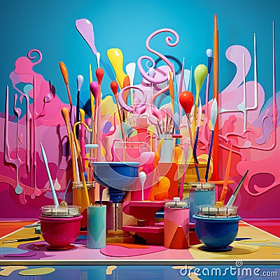 Radiant Symphony: A harmonious blend of vibrant colors and beauty products Stock Photo