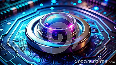 Radiant Uranian Energy Source Button A Futuristic SciFi Interface Element for Advanced Energy Management Systems Stock Photo