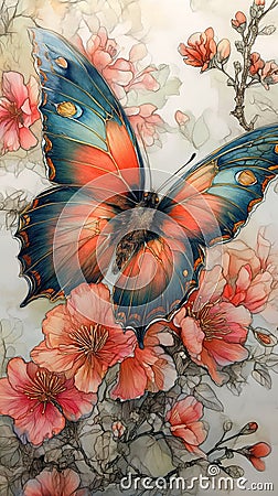 Radiant Wings: A Sumptuous Connection of Butterfly Beings in Ora Stock Photo