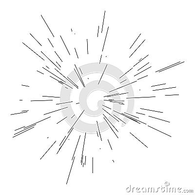 Radiate lines, rays, beams. Radiating, radial sun, starburst with random lines Vector Illustration