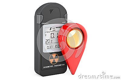 Radiation dosimeter with map pointer. 3D rendering Stock Photo