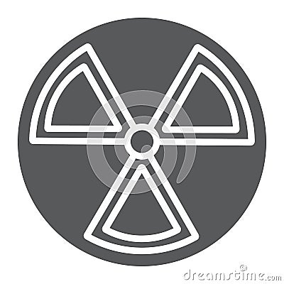 Radiation glyph icon, warning and symbol, hazard sign, vector graphics, a solid pattern on a white background. Vector Illustration