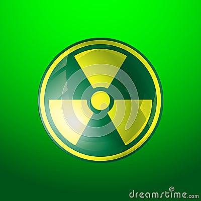 Radiation icon. Radioactivity symbol isolated on green background Vector Illustration