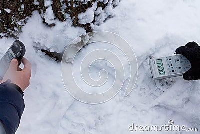 Radiation measurer. A device for measuring levels. Editorial Stock Photo