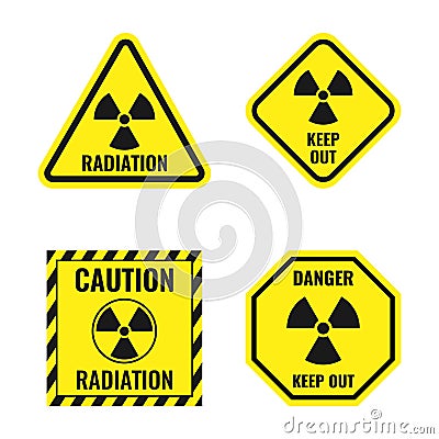 Radiation risk icon set, radioactive hazard signs Vector Illustration