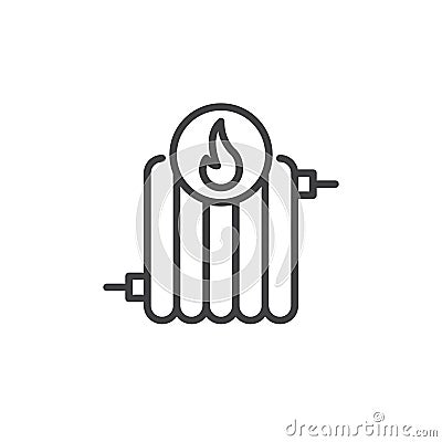 Radiator fire line icon Vector Illustration