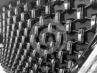Radiator grille pattern. Car radiator grill close up. Chrome grill of big powerful car engine Stock Photo