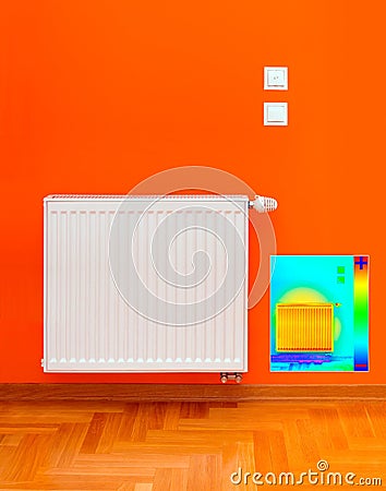 Radiator Heater Thermal Image Stock Photo