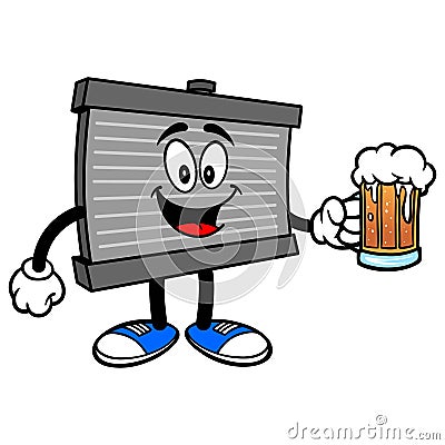 Radiator Mascot with a Beer Vector Illustration