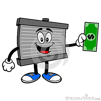 Radiator Mascot with a Dollar Vector Illustration