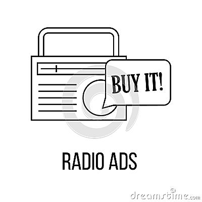 Radio ads icon or logo line art style. Vector Illustration