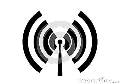 Radio antenna vector icon in one color from communication concept the vector signal symbol of the black antenna isolated. Stock Photo