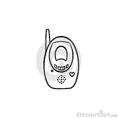 Radio baby monitor hand drawn outline doodle icon. Vector Illustration