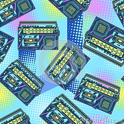 Radio colorful vintage pattern seamless Vector Illustration