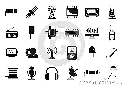 Radio engineer icons set, simple style Stock Photo