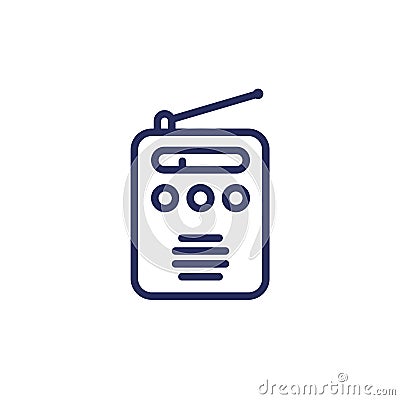 Radio icon, portable FM tuner line vector Vector Illustration