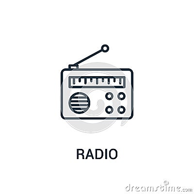 radio icon vector from ads collection. Thin line radio outline icon vector illustration. Linear symbol for use on web and mobile Vector Illustration