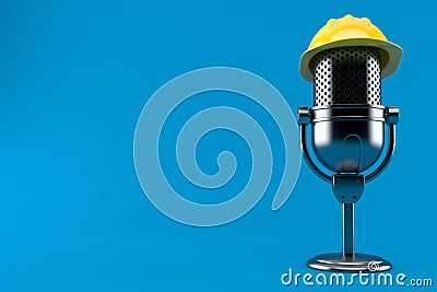 Radio microphone with hardhat Cartoon Illustration