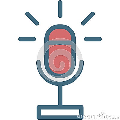 Radio microphone icon vector voice record button Cartoon Illustration