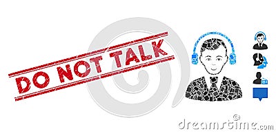 Radio Operator Mosaic and Distress Do Not Talk Stamp with Lines Vector Illustration