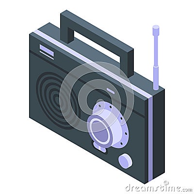 Radio playlist icon, isometric style Vector Illustration