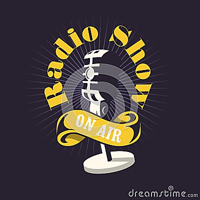 Radio Show Design With Old Fashioned Microphone. Vector Illustration