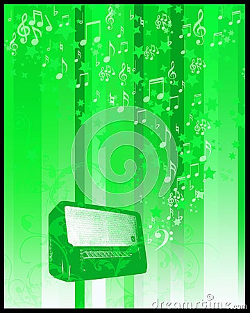 Radio and stars flyer Stock Photo