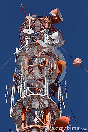 Radio technology tower on the island Stock Photo