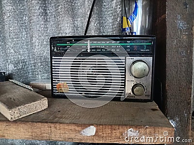 Radio is a technology used to transmit signals by means of modulation and electromagnetic radiation Stock Photo