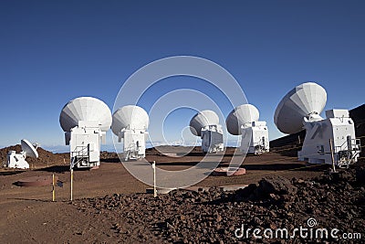 Radio telescope antennas Stock Photo