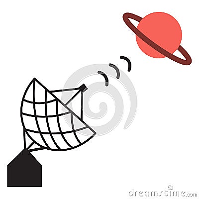 Radio telescope with planet. isolated. vector design illustration Vector Illustration